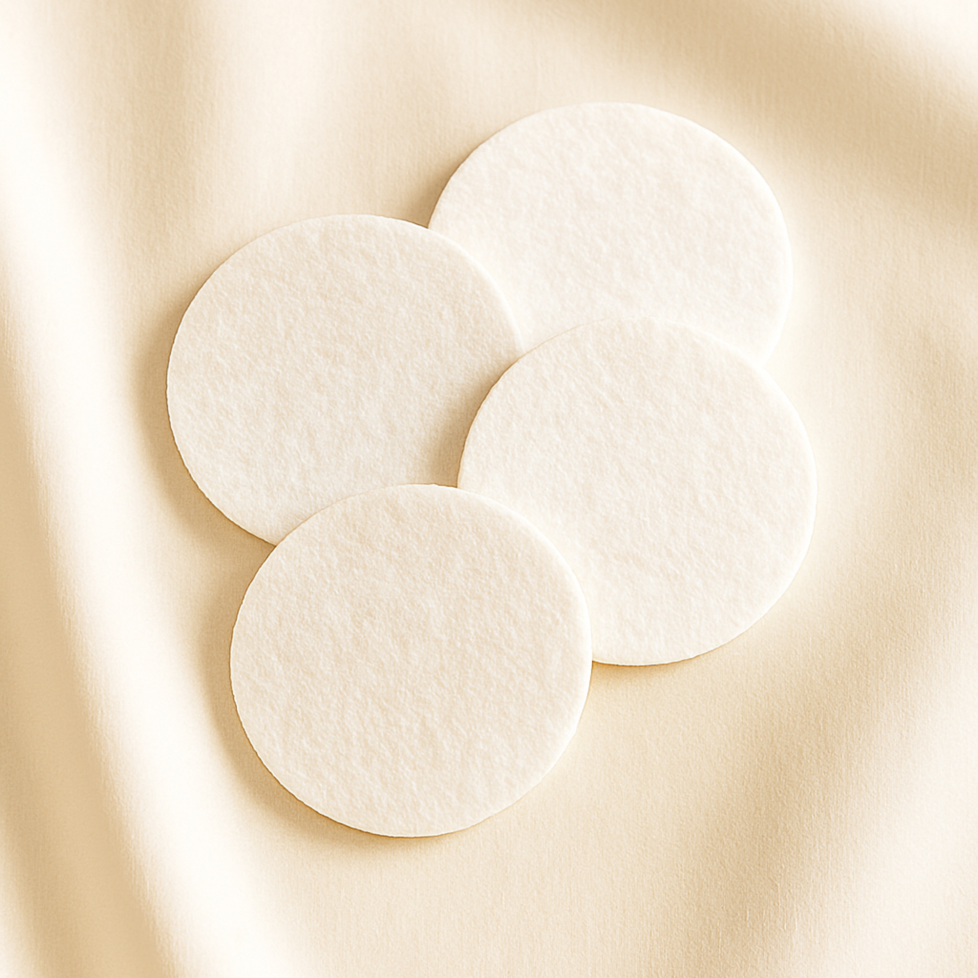 Scented vacuum discs in eco-friendly packaging with soft pastel tones on a marble surface