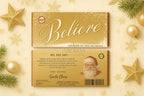 “Believe” Personalised Christmas Chocolate Bar – 100g | Red Blue or Gold Wrapper Timeless Gold / Yes Candy and Chocolate