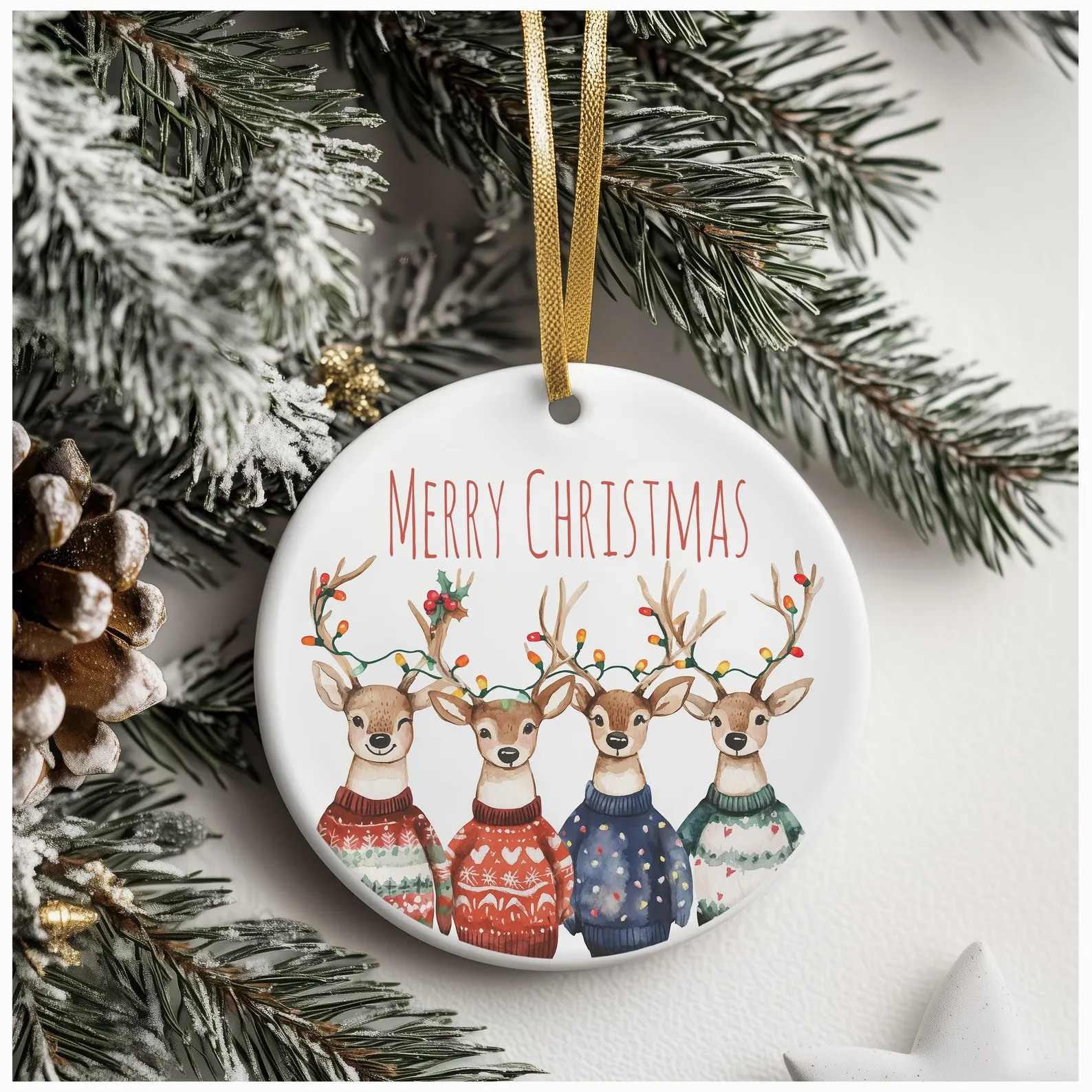 “Winter Keepsake Collection” – Luxury Christmas Ornaments in White Wood | 20 Elegant Designs